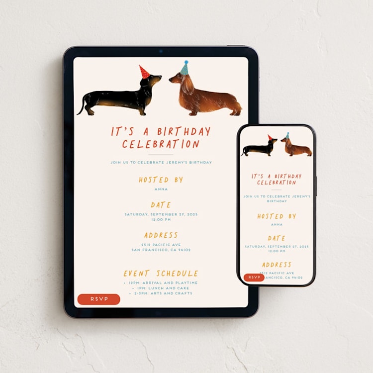 "Cute dogs" - Online Birthday Invitations in Sun by Alexandra Dzh - Mobile + desktop layout