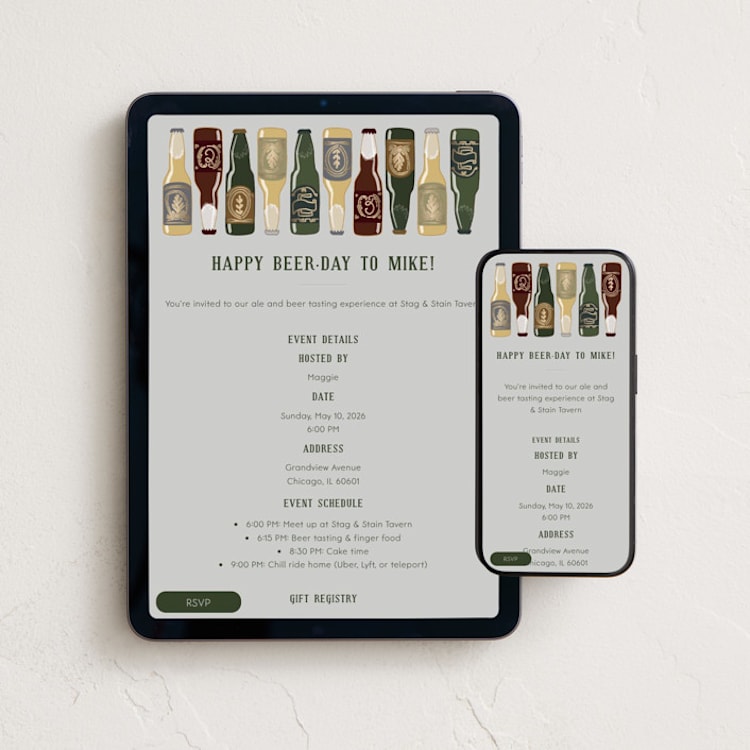 "Happy beerday" - Online Birthday Invitations in Smoke by Rosana Laiz Blursbyai - Mobile + desktop layout
