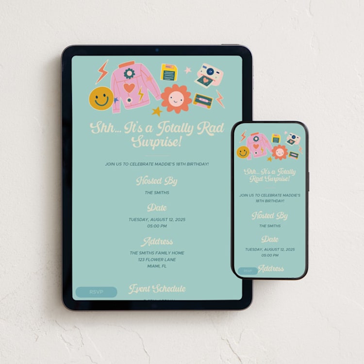 "Retro Party" - Online Birthday Invitations in Sherbet by Vera Lim - Mobile + desktop layout