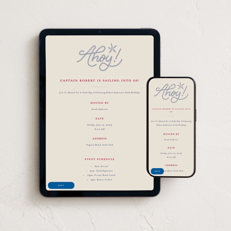 "Ahoy" - Online Birthday Invitations in Marina by Claudia Orengo - Mobile + desktop layout
