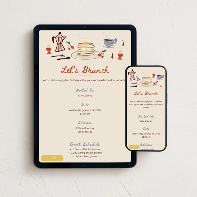 "Pancake Breakfast" - Online Birthday Invitations in Buck Wheat by Ani Somi - Mobile + desktop layout