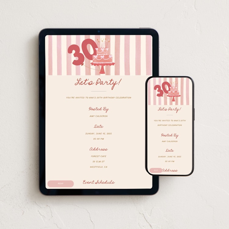 "Trendy Cake" - Online Birthday Invitations in Petal by Teju Reval - Mobile + desktop layout