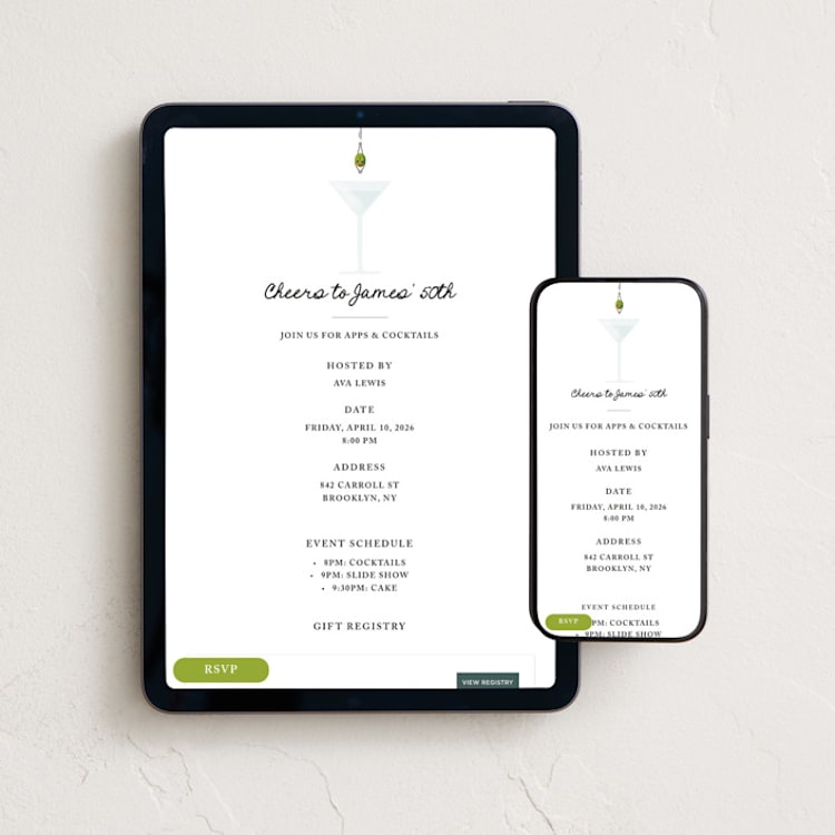 "Martini" - Online Birthday Invitations in Neat by mo kelley - Mobile + desktop layout
