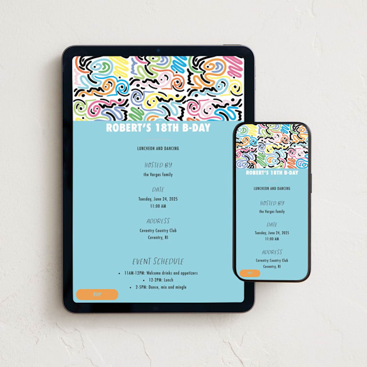 "doodles" - Online Birthday Invitations in Pool by Tamara Hilje - Mobile + desktop layout