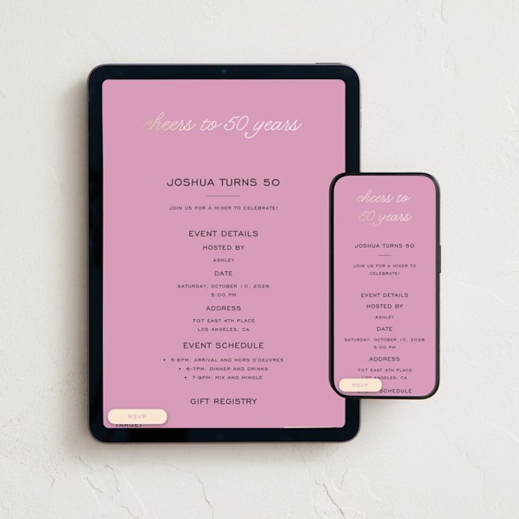 "Cheers Celebration" - Online Birthday Invitations in Lilac by Louise Kay - Mobile + desktop layout