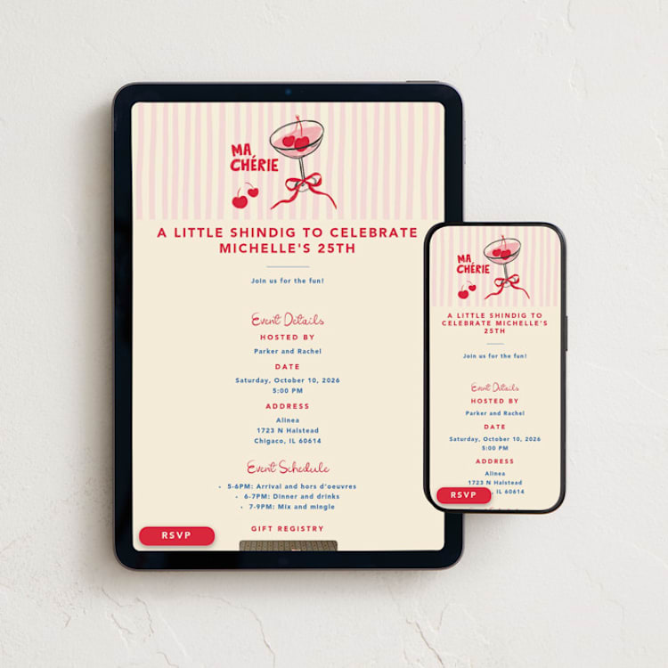 "Mon cherie" - Online Birthday Invitations in Cherry by Creo Study - Mobile + desktop layout