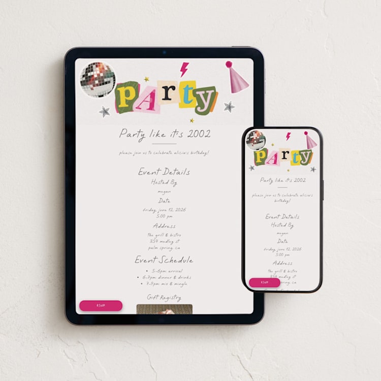 "Retro Party" - Online Birthday Invitations in Candy Club by Vera Lim - Mobile + desktop layout