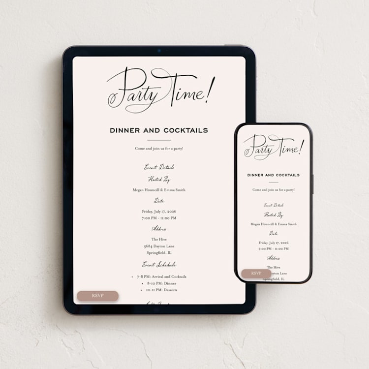 "Simple Script" - Online Birthday Invitations in Champagne by Carrie ONeal - Mobile + desktop layout