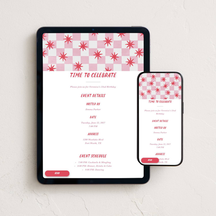 "Stars" - Online Birthday Invitations in Cotton Candy by Maja Cunningham - Mobile + desktop layout