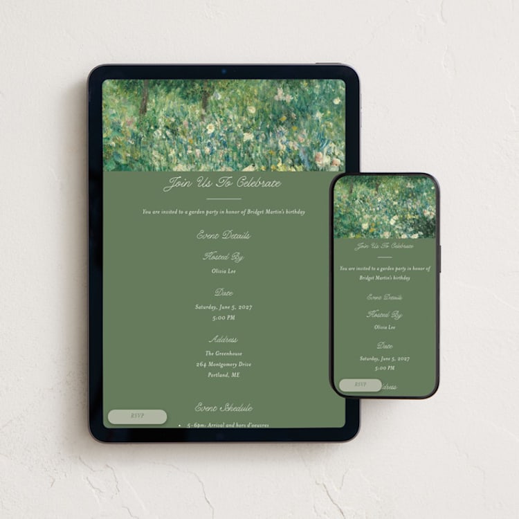 "Court" - Online Birthday Invitations in Leaf by Kate Ahn - Mobile + desktop layout