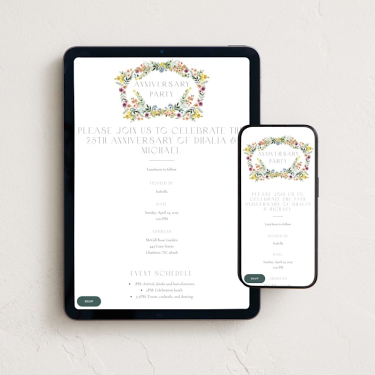 "Gardenista" - Online Anniversary Invitations in Meadow by Petra Kern - Mobile + desktop layout