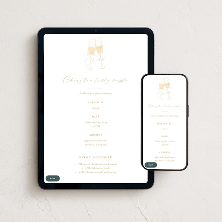 "engagement cheers" - Online Anniversary Invitations in Champagne by Kamala Nahas - Mobile + desktop layout