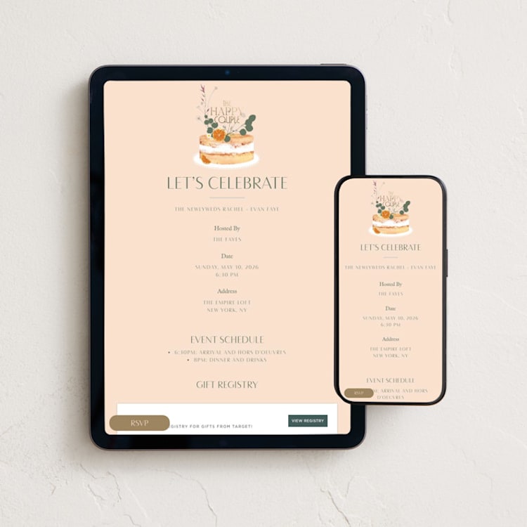 "The Happy Couple" - Online Anniversary Invitations in Blush by Baumbirdy - Mobile + desktop layout