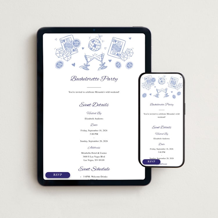 "Lucky in Love Bachelorette" - Online Bachelorette Party Invitations in Robins Egg Blue by Katie Kable - Mobile + desktop layout