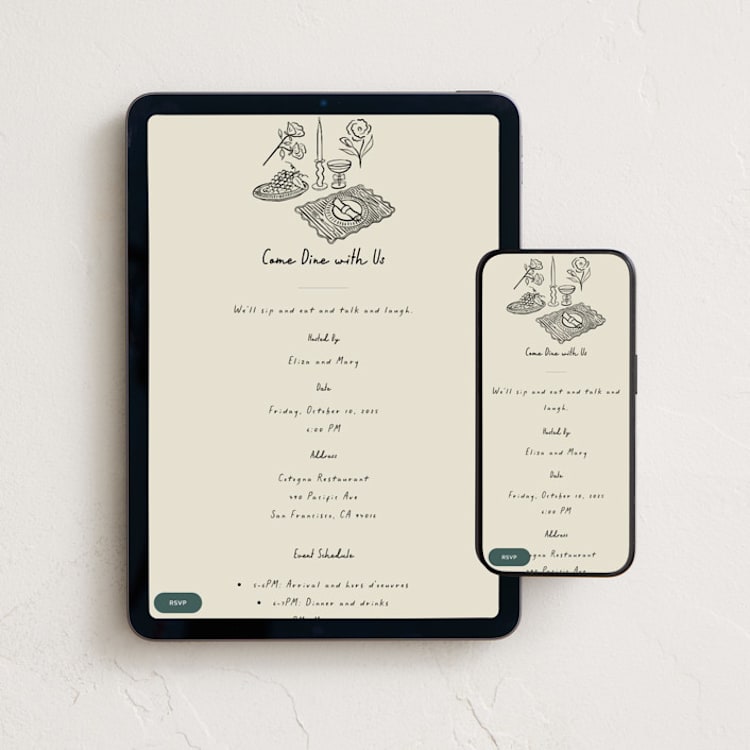 "À table!" - Online Dinner and Cocktail Party Invitations in Ink by Studio Suku - Mobile + desktop layout