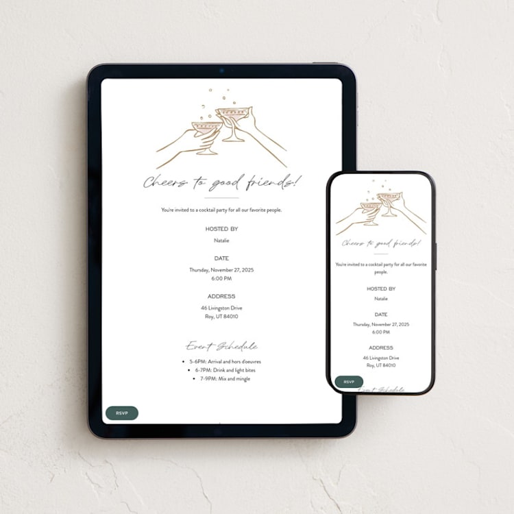 "Holiday Cocktail Party" - Online Dinner and Cocktail Party Invitations in Snow by Pati Cascino - Mobile + desktop layout