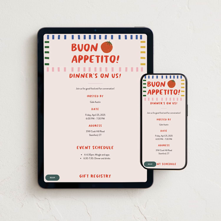 "Buon Appetito!" - Online Dinner and Cocktail Party Invitations in Capri by Julia Starr - Mobile + desktop layout