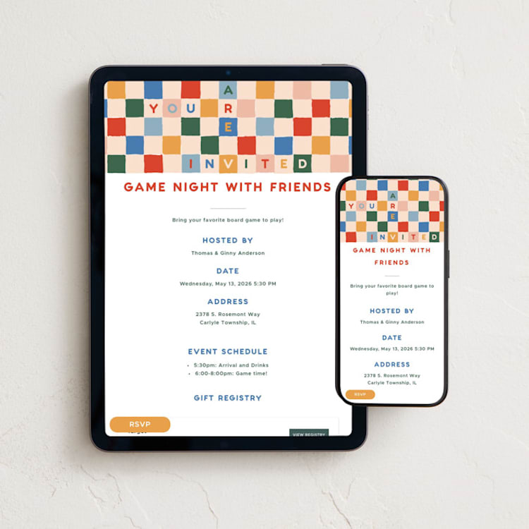 "Checkerboard" - Online Dinner and Cocktail Party Invitations in Beachside by 2birdstone - Mobile + desktop layout