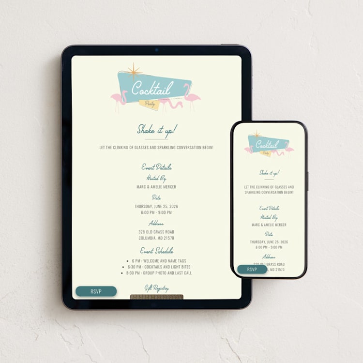 "clink and sparkle" - Online Dinner and Cocktail Party Invitations in Stardust by Deborah Chou - Mobile + desktop layout