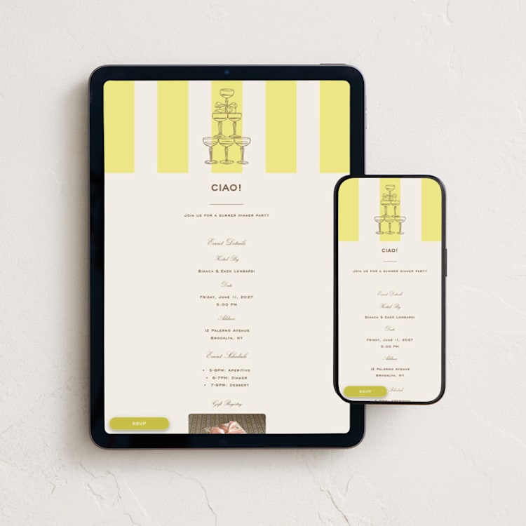 "Campania" - Online Dinner and Cocktail Party Invitations in Limone by Megan Davis - Mobile + desktop layout