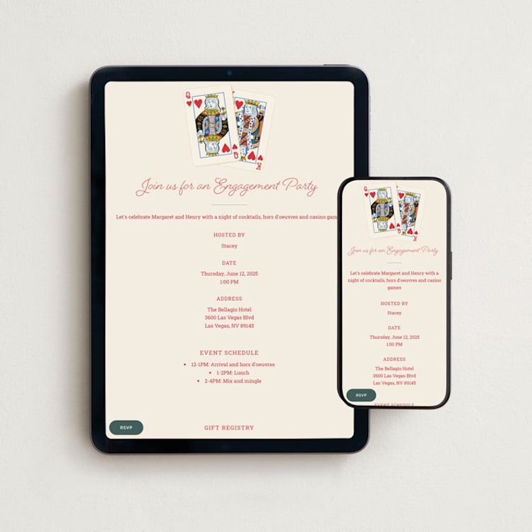 "Lucky in Love" - Online Engagement Party Invitations in Hearts by Paper Sun Studio - Mobile + desktop layout