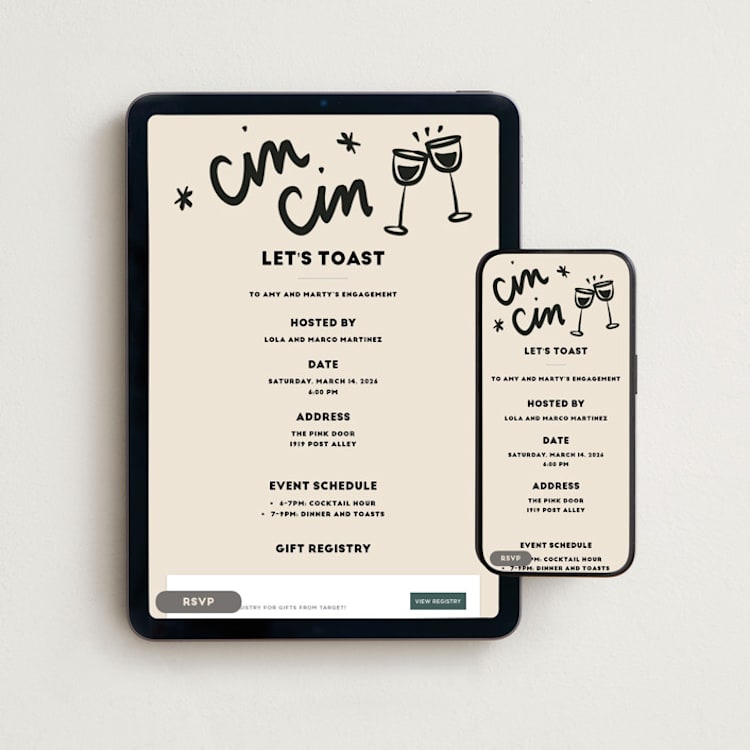 "Saluti" - Online Engagement Party Invitations in Ink by Ani Somi - Mobile + desktop layout