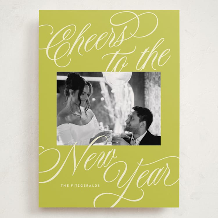 "All Scripts" - Holiday Cards in Lime by Jackie Crawford - Front