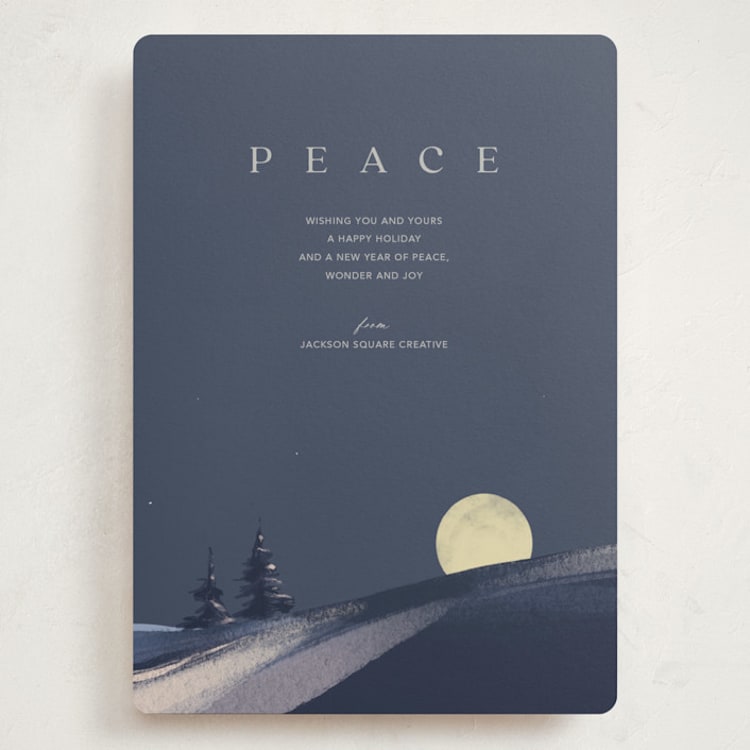 "Serene Peace" - Holiday Cards in Navy by Eric Ransom - Front