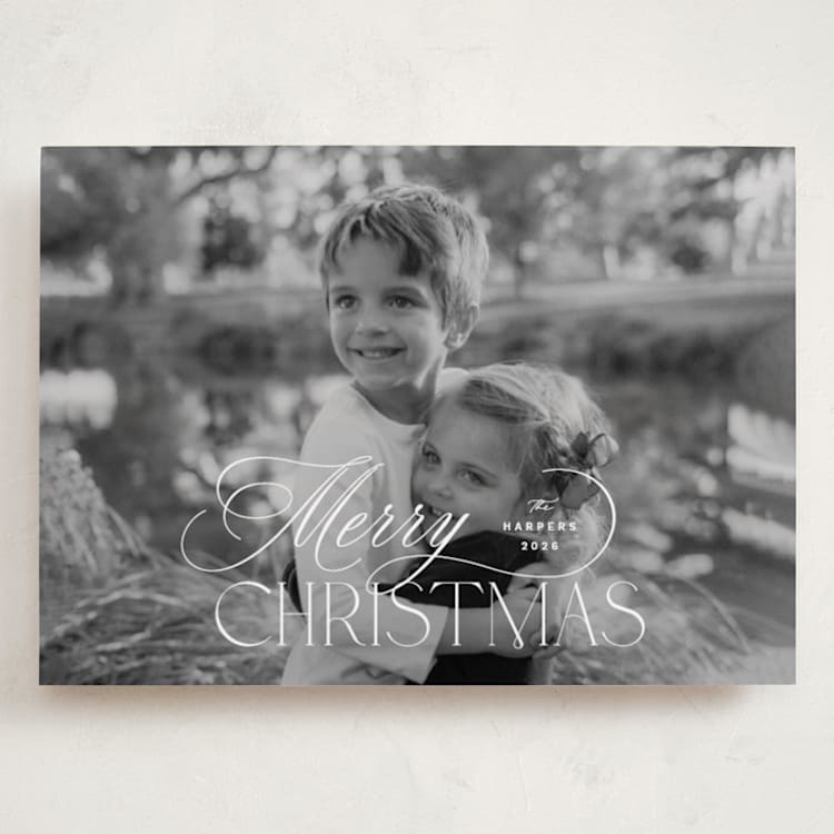 "Holiday in Type" - Holiday Cards in Snow by Design Lotus - Front