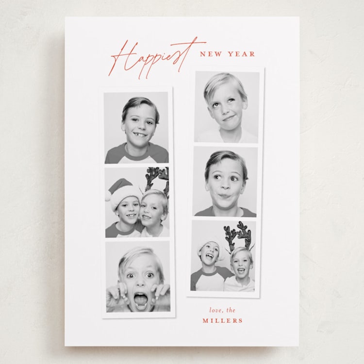 "joyful photo strips" - Holiday Cards in Ruby by Sarah Curry - Front