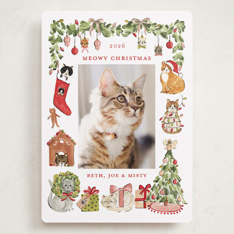 "Meowy Christmas" - Holiday Cards in Pine by Sarah Knight - Front
