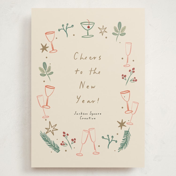 "a Very Merry Holiday Cheers" - Holiday Cards in Champagne by Ani Somi - Front