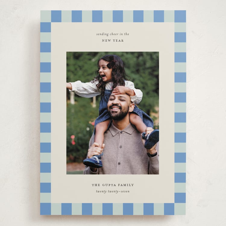 "Fun Border Checkers" - Holiday Cards in Sky by Jackie Crawford - Front