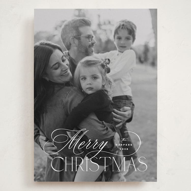 "Holiday in Type" - Holiday Cards in Snow by Design Lotus - Front