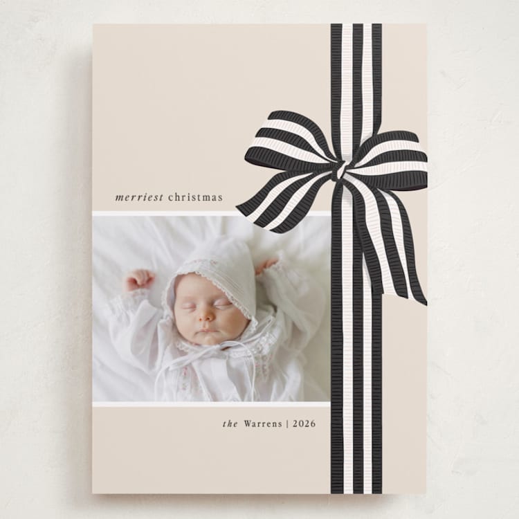 "ribbon wrapped" - Holiday Cards in Charcoal by Angela Marzuki - Front