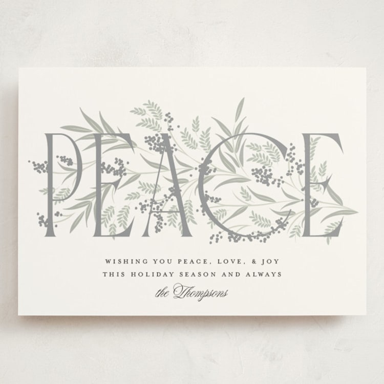 "Entwined Peace" - Holiday Cards in Snow by Robert and Stella - Front
