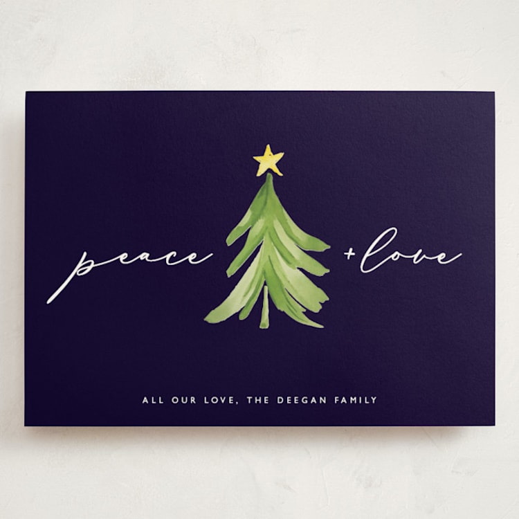 "Simple Tree" - Holiday Cards in Navy by Erin Deegan - Front