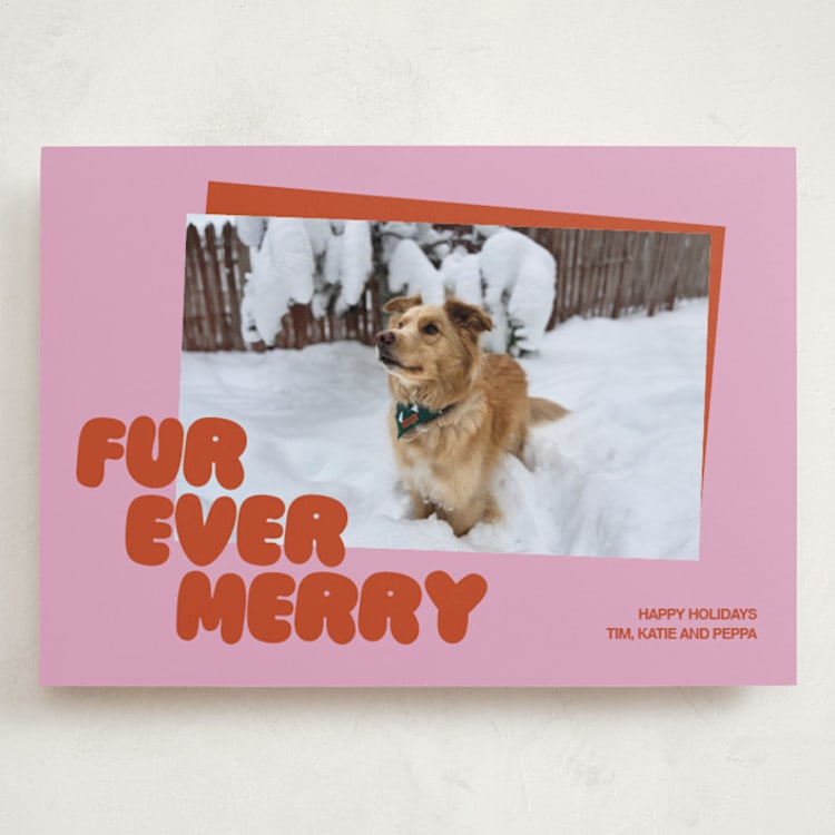 "Furever" - Holiday Cards in Berry by Inkblot Design - Front