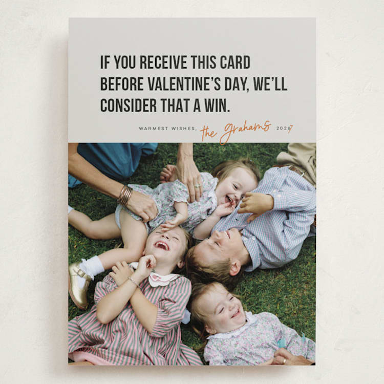 "New Year Win" - Holiday Cards in Tangerine by Karen Glenn - Front