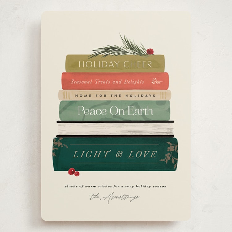 "Book Stack" - Holiday Cards in Holly Jolly by Kate Ahn - Front