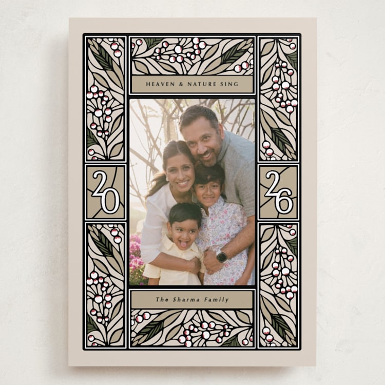 "Teaberry Stained Glass" - Holiday Cards in Eggnog by Thomas Ward - Front