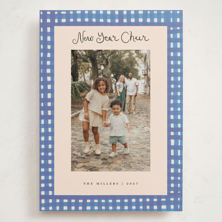 "Bold Gingham" - Holiday Cards in Ocean by Teju Reval - Front