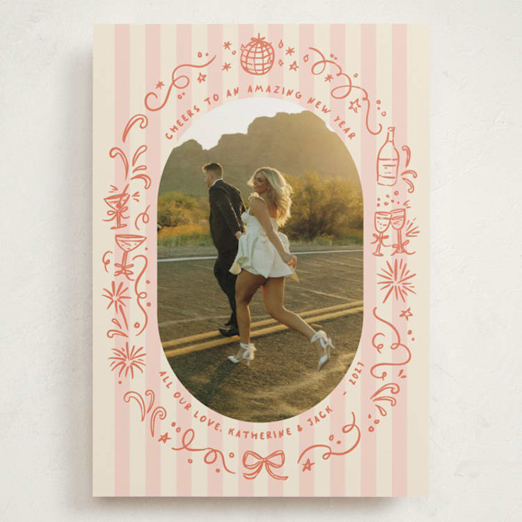 "Doodled cheers" - Holiday Cards in Poppy by Creo Study - Front