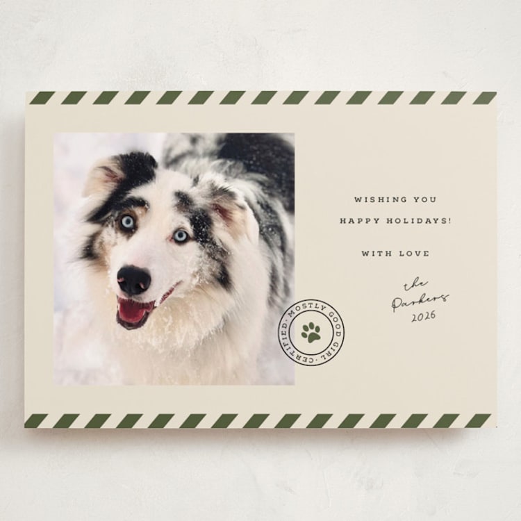"Mostly Good" - Holiday Cards in Forest by Roxy Cervantes - Front