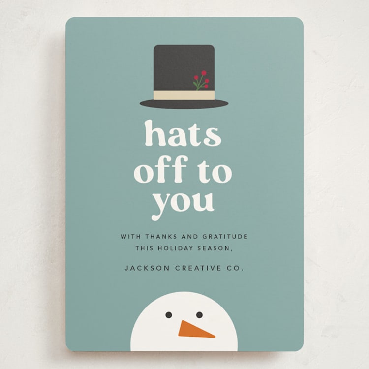 "Hats Off To You" - Holiday Cards in Blue Jay by Louise Kay - Front
