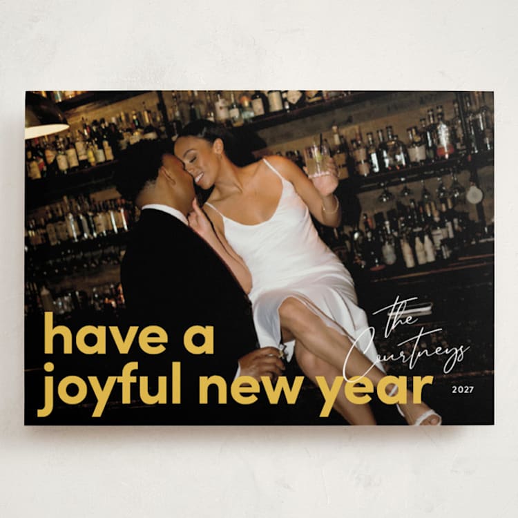 "Bright Message" - Holiday Cards in Goldenrod by Kacey Kendrick Wagner - Front