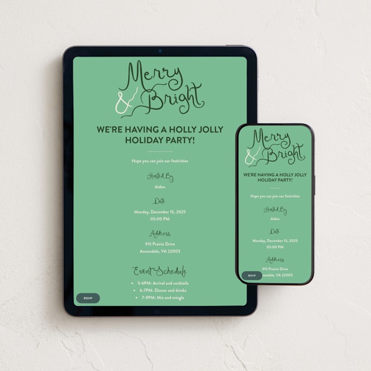 "winter bright" - Online Holiday Party Invitations in Fir by Megan Davis - Mobile + desktop layout