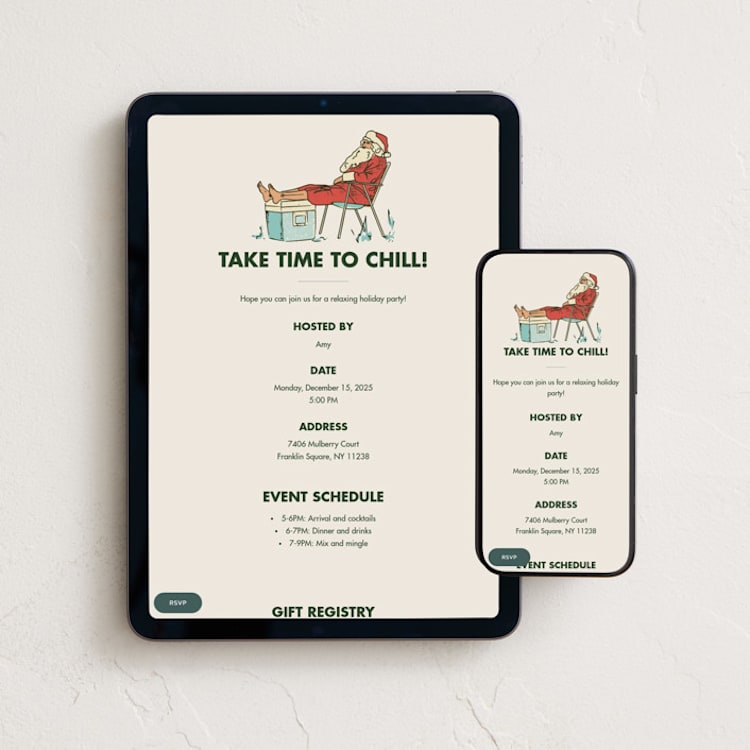 "Chill" - Online Holiday Party Invitations in Seafoam by Megan Davis - Mobile + desktop layout