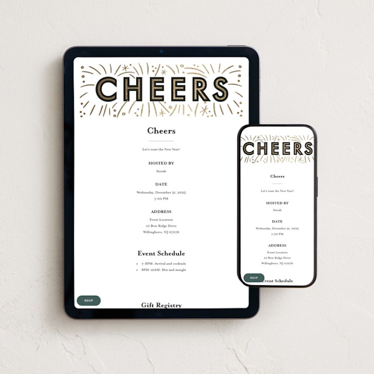 "Middle Banner" - Online Holiday Party Invitations in Noir by Alethea and Ruth - Mobile + desktop layout