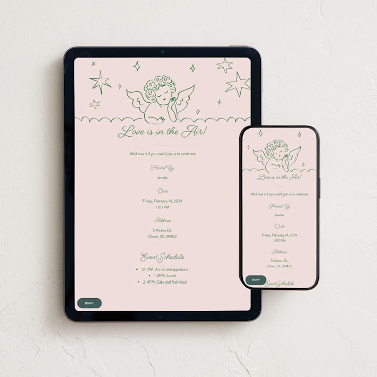 "Crazy Little Thing Called Love" - Online Holiday Party Invitations in Avocado by Helena Vitto - Mobile + desktop layout